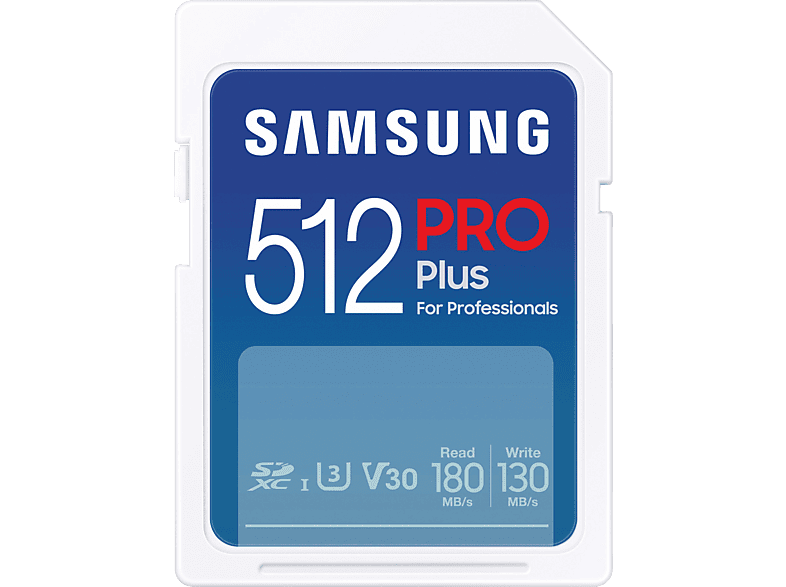 SAMSUNG MB-SD512S/EU Pro Plus, SDXC Speicherkarte, 512 GB, 180 MB/s