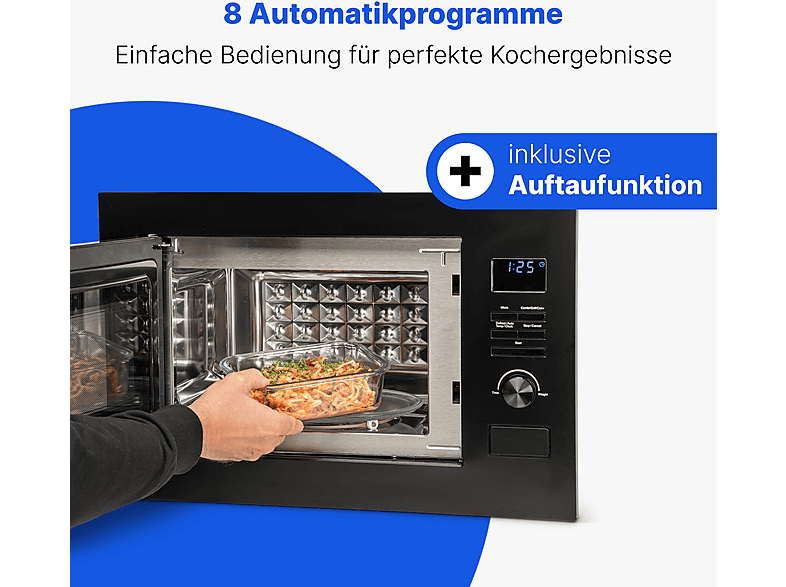 Bomann MWG 3001 H EB Mikrowelle im rahmenlosen Design (900 Watt, Einbaugerät, 25 l, Schwarz) — Foto 5 von 5