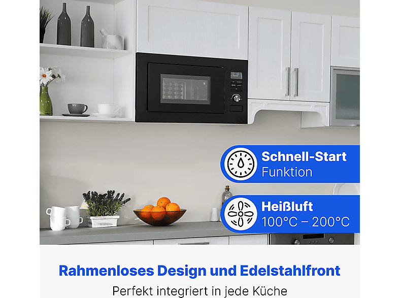 Bomann MWG 3001 H EB Mikrowelle im rahmenlosen Design (900 Watt, Einbaugerät, 25 l, Schwarz) — Foto 3 von 5