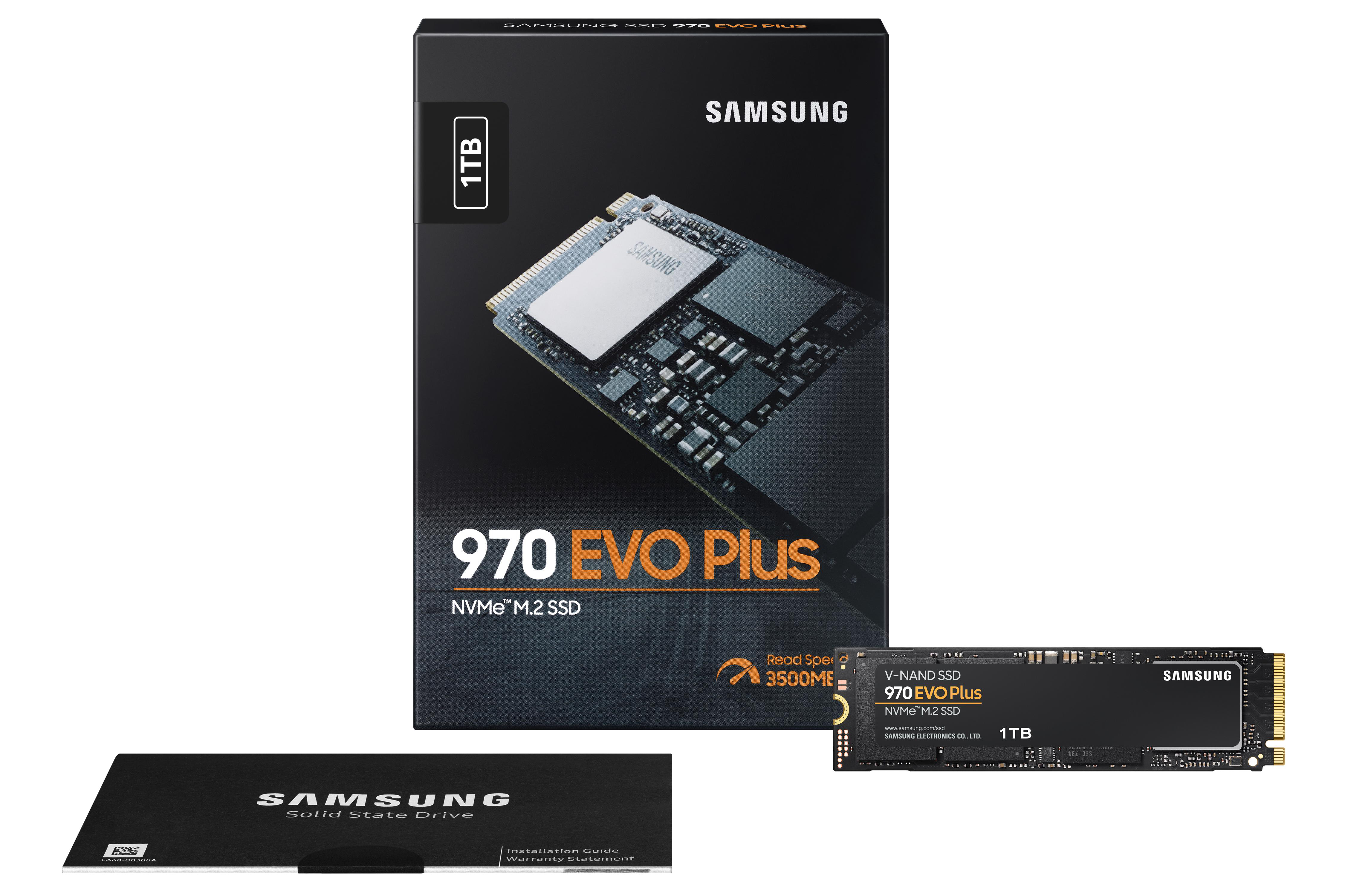 SAMSUNG 970 EVO Plus Festplatte Retail, 1 TB SSD M.2 via NVMe, intern