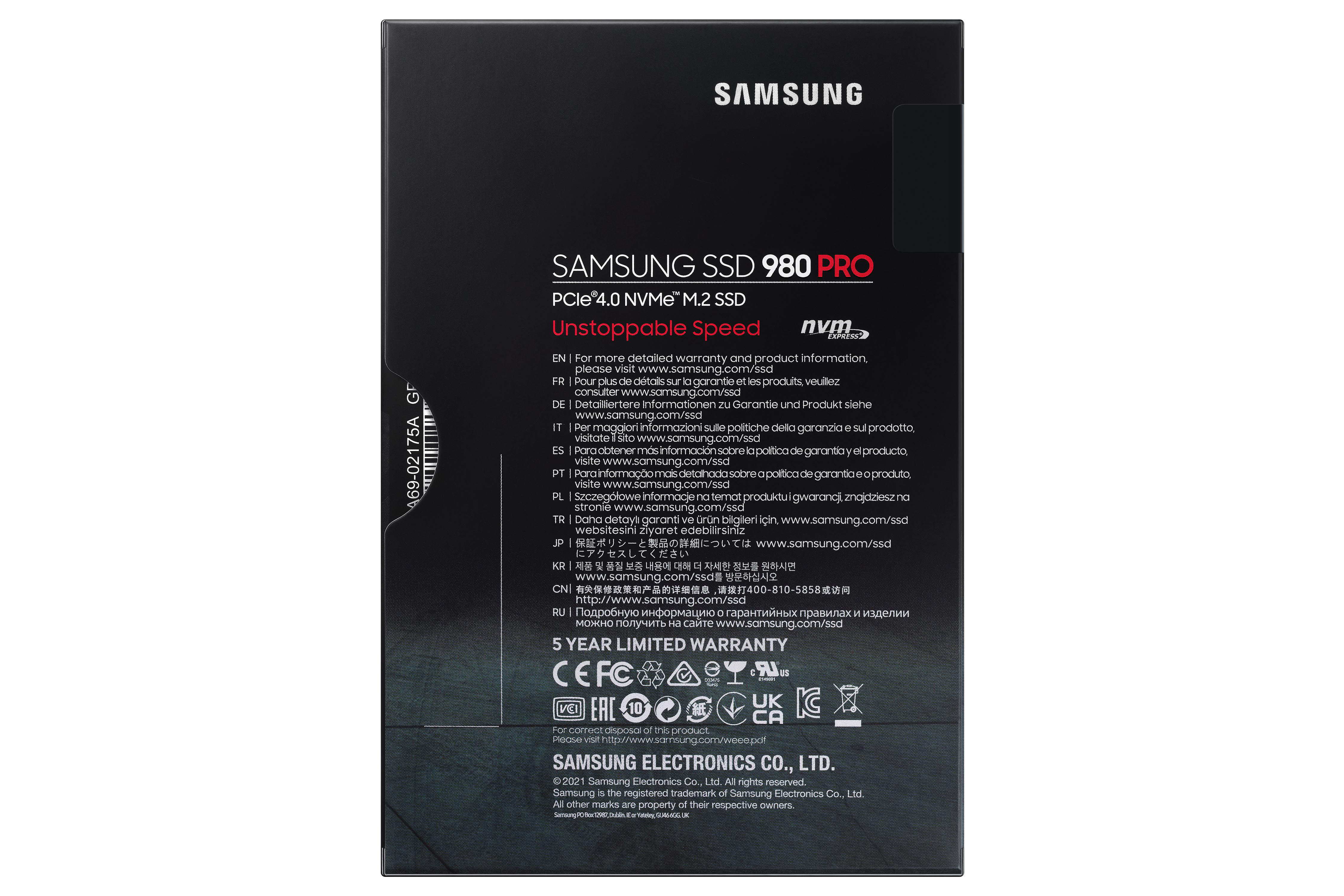 SAMSUNG 980 PRO, Playstation 5 kompatibel, Festplatte Retail, 1 TB SSD M.2 via NVMe, intern