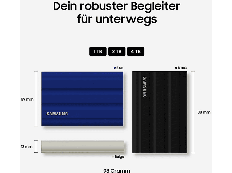 Thumbnail - SAMSUNG Portable SSD T7 Shield PC/Mac Festplatte, 1 TB SSD, extern, Schwarz