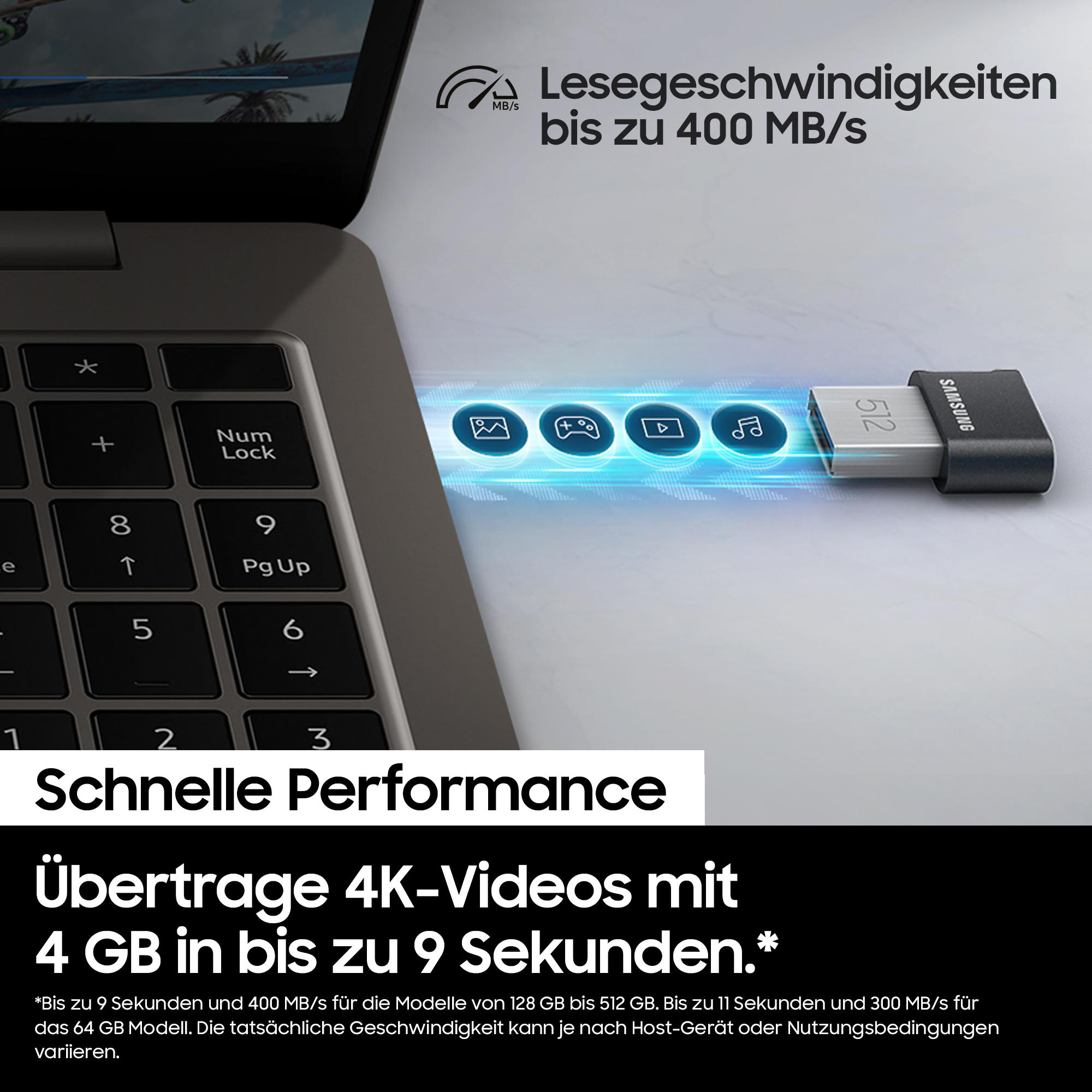 SAMSUNG Fit Plus USB-Stick, 64 GB, 300 MB/s, Schwarz