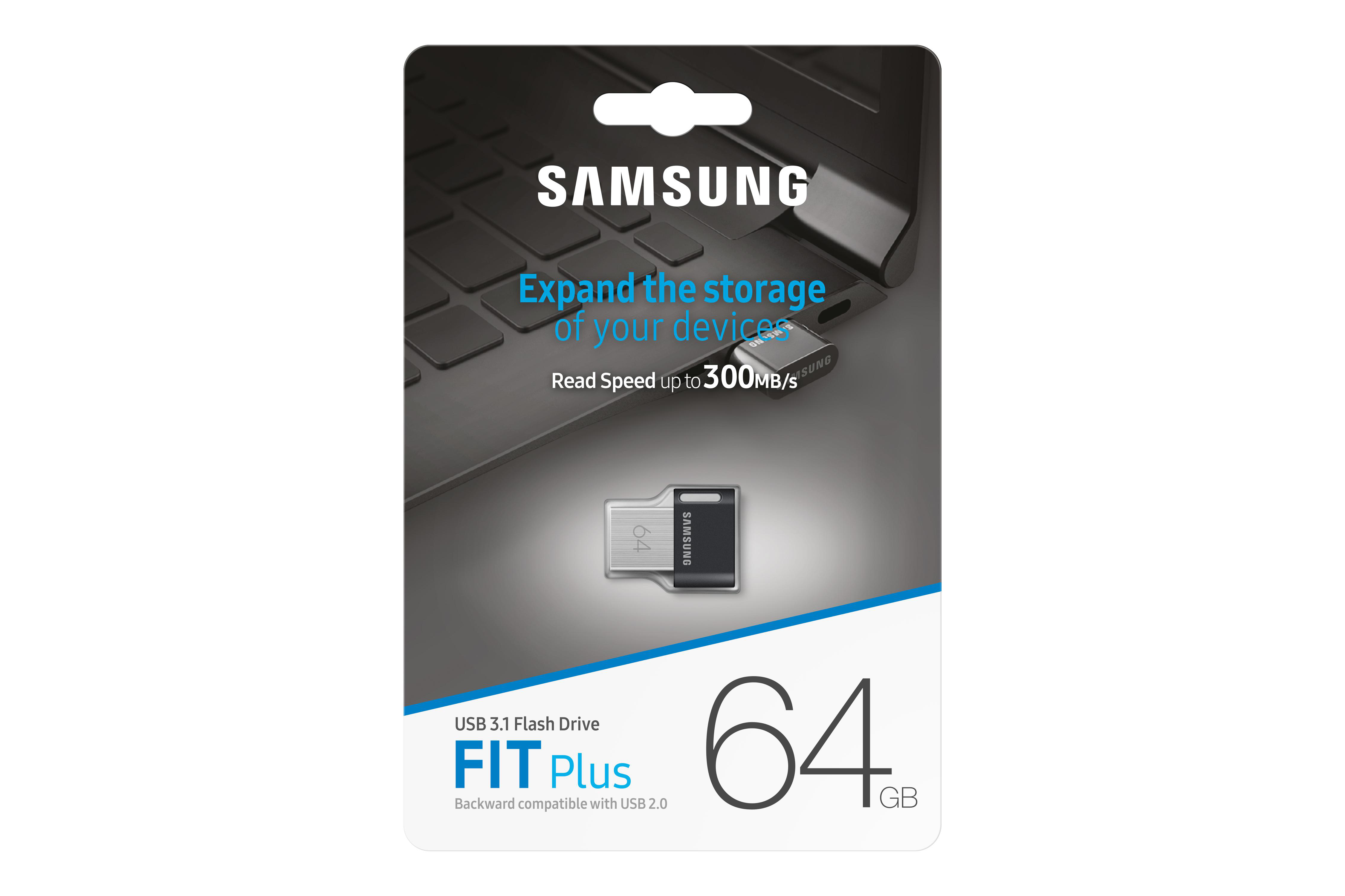 SAMSUNG Fit Plus USB-Stick, 64 GB, 300 MB/s, Schwarz