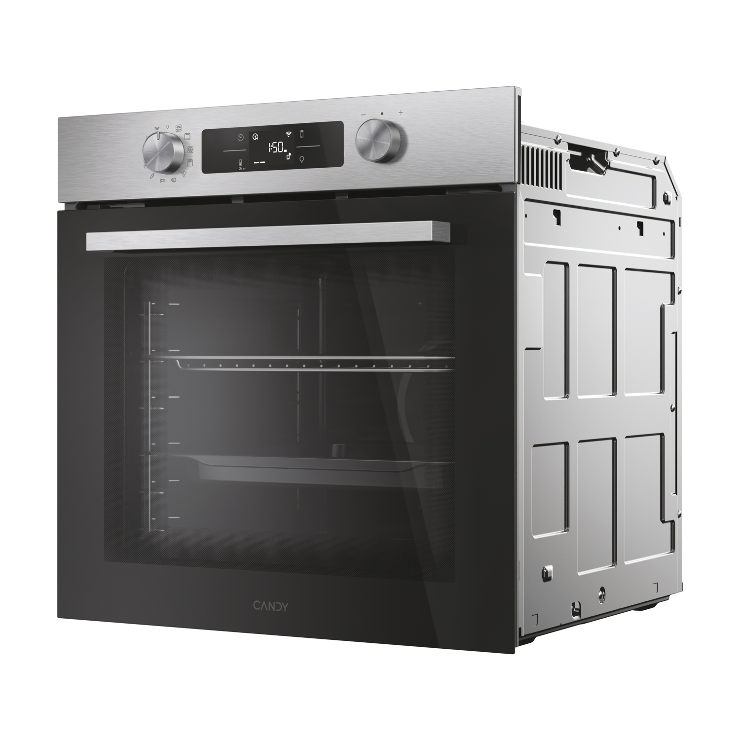 Uno sfondo bianco con un forno.