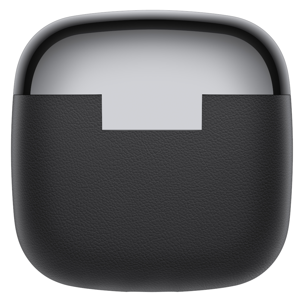 Czarno-szare etui ładujące. Pokrywa błyszcząca, korpus teksturowany.