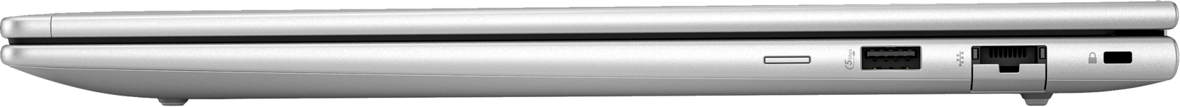 Seitenansicht des Laptops mit Anschlüssen.