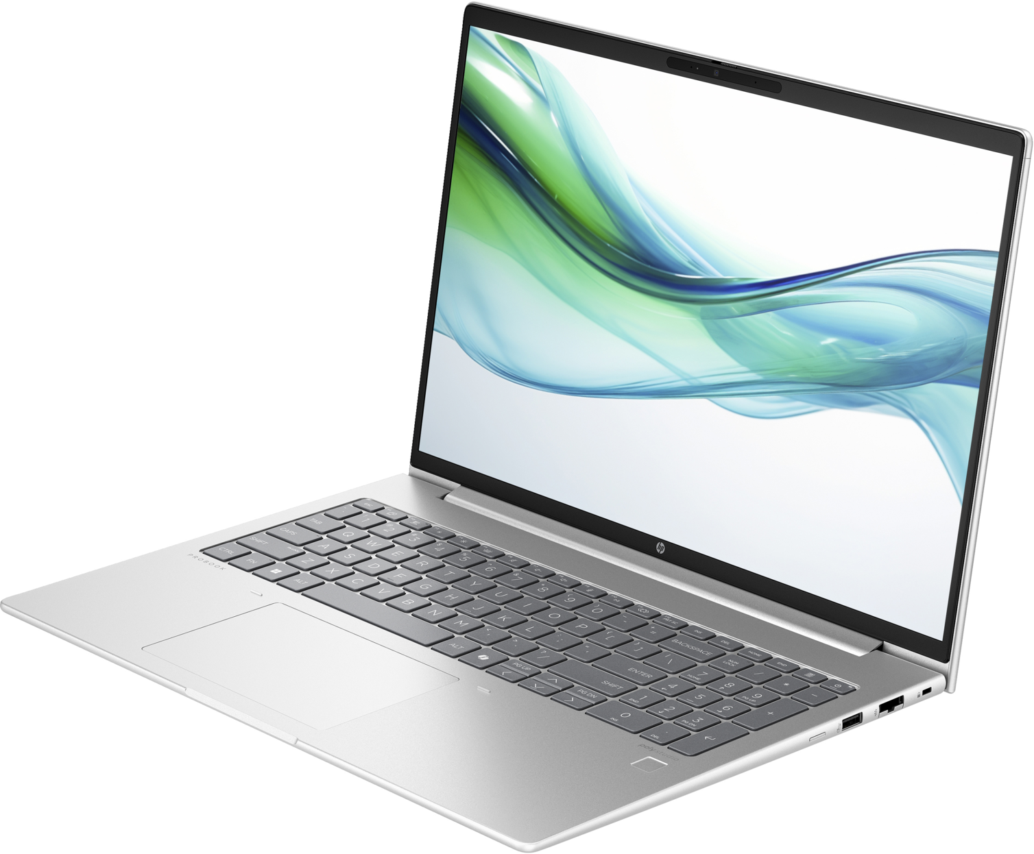 Laptop auf dem Tisch, zeigt Bildschirm mit abstrakten Design.