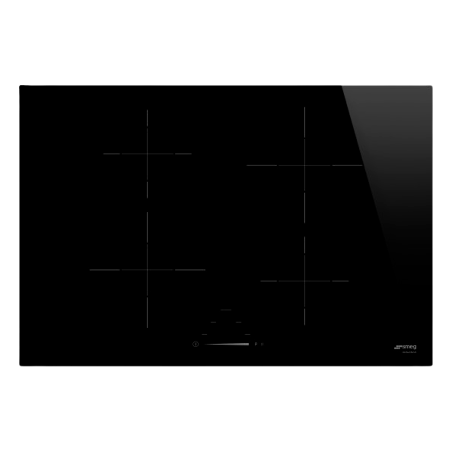Table de cuisson à induction noire avec quatre zones de cuisson. Fond noir.