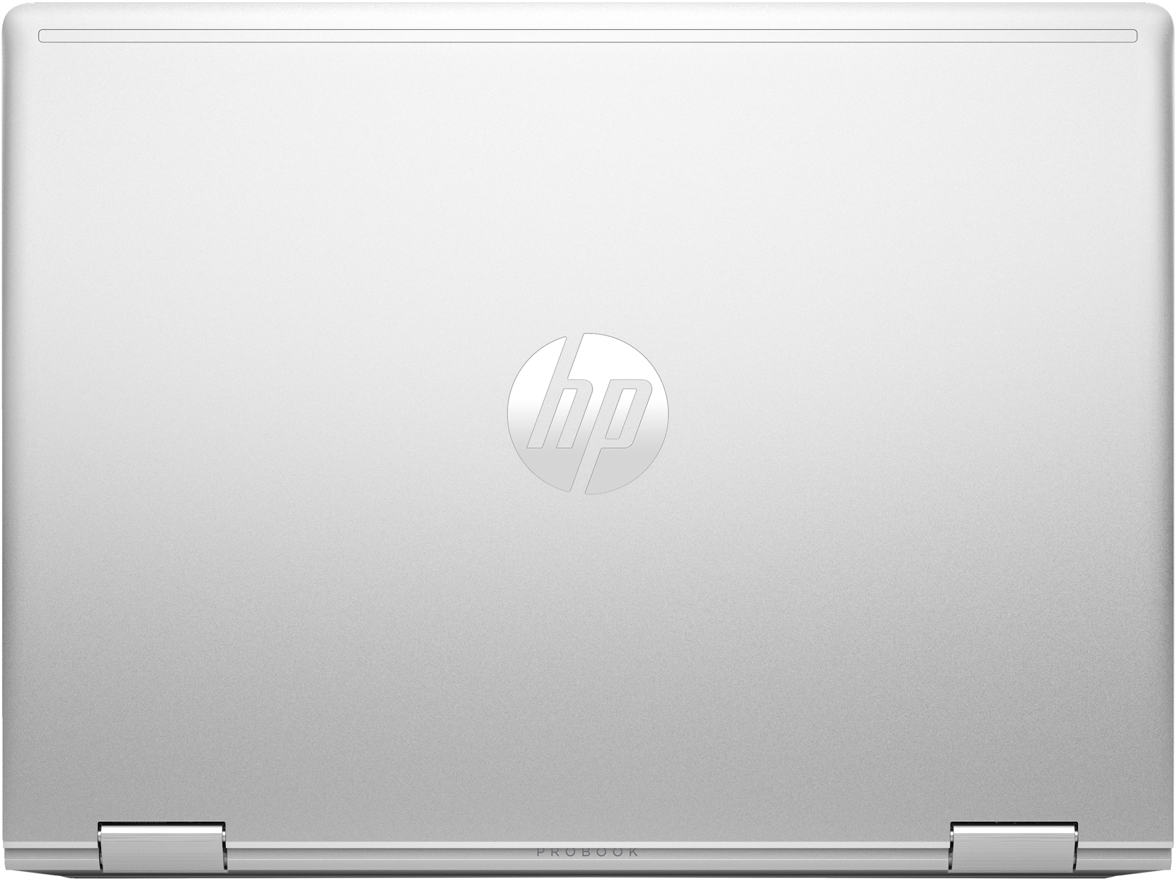 Silberner Laptopdeckel geschlossen, ProBook- und HP-Logo sichtbar.