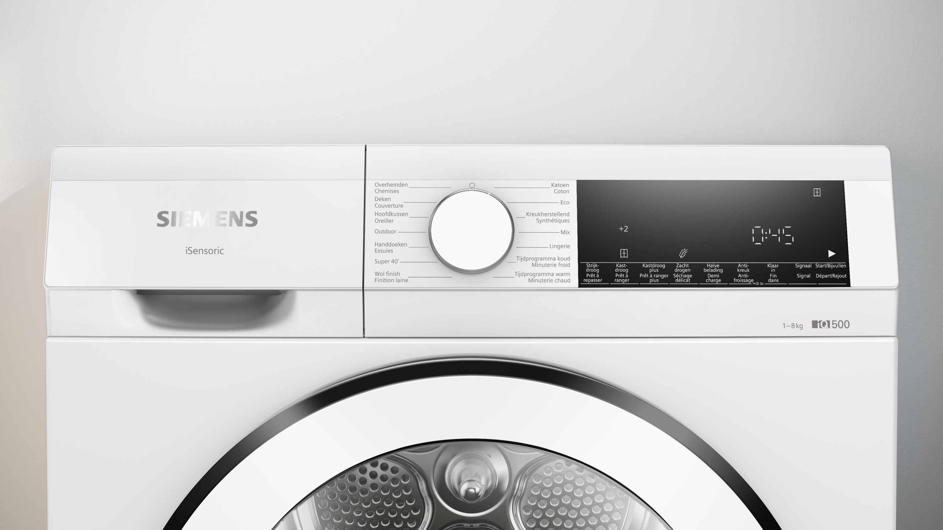 Close-up of a Siemens dryer control panel.