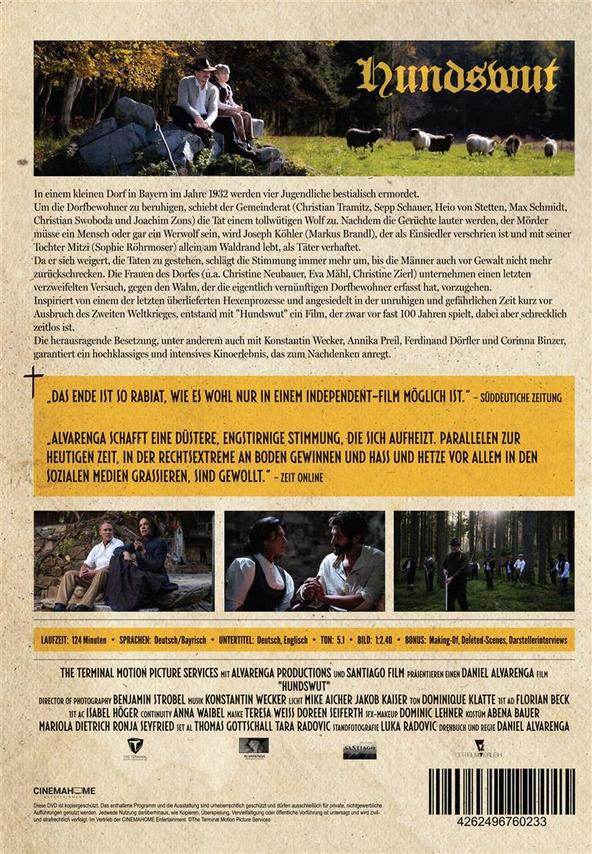 DVD-Rückseite. Text über einen Film und Fotos von Menschen in ländlicher Umgebung.