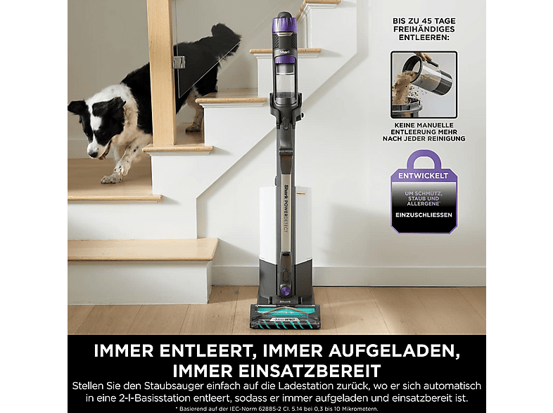 Shark IP3251EUT PowerDetect Clean & Empty Kabelloser Staubsauger (Akkulaufzeit: 70 min, Javagrau / Lila) — Foto 2 von 5
