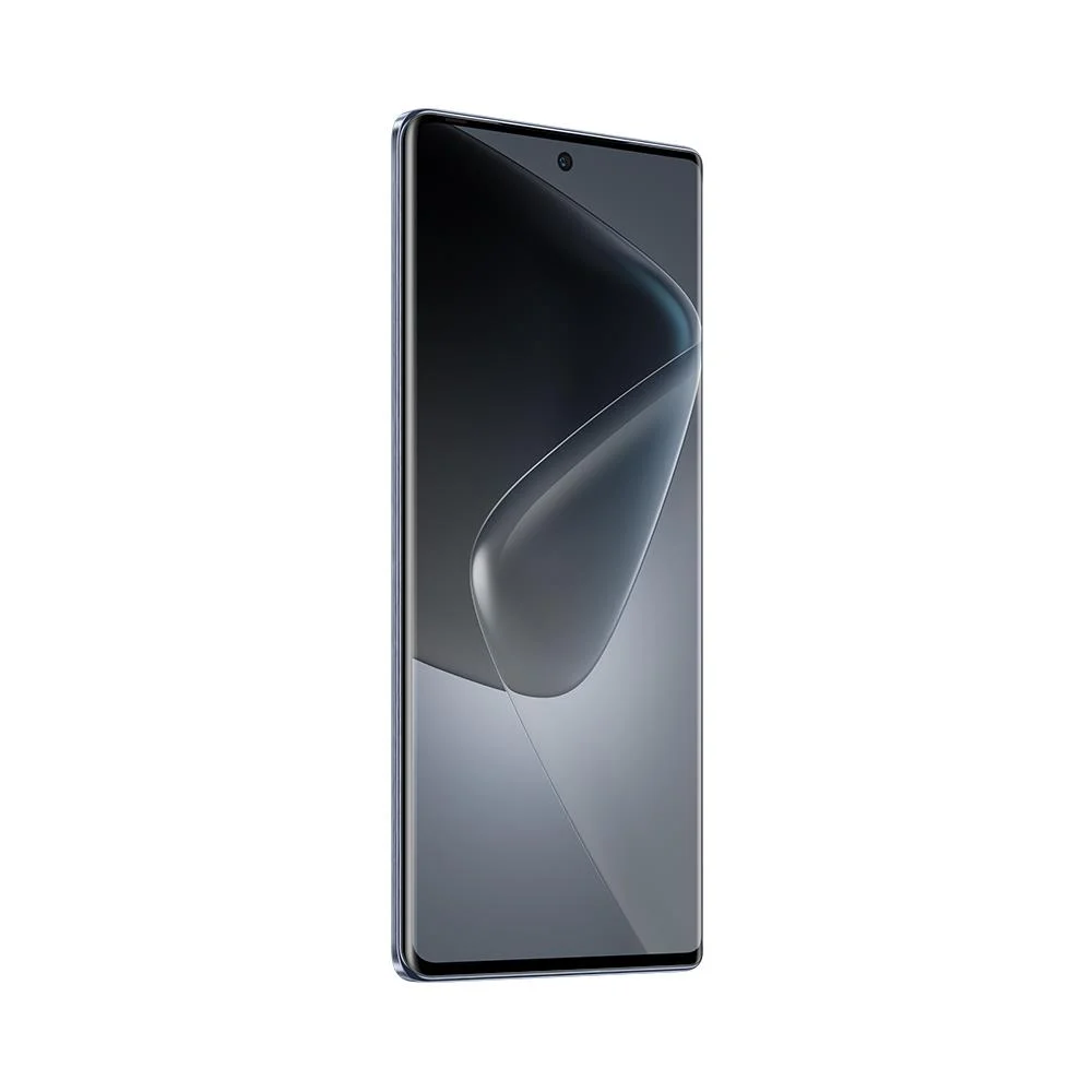 Koyu ekranlı mavi akıllı telefon.