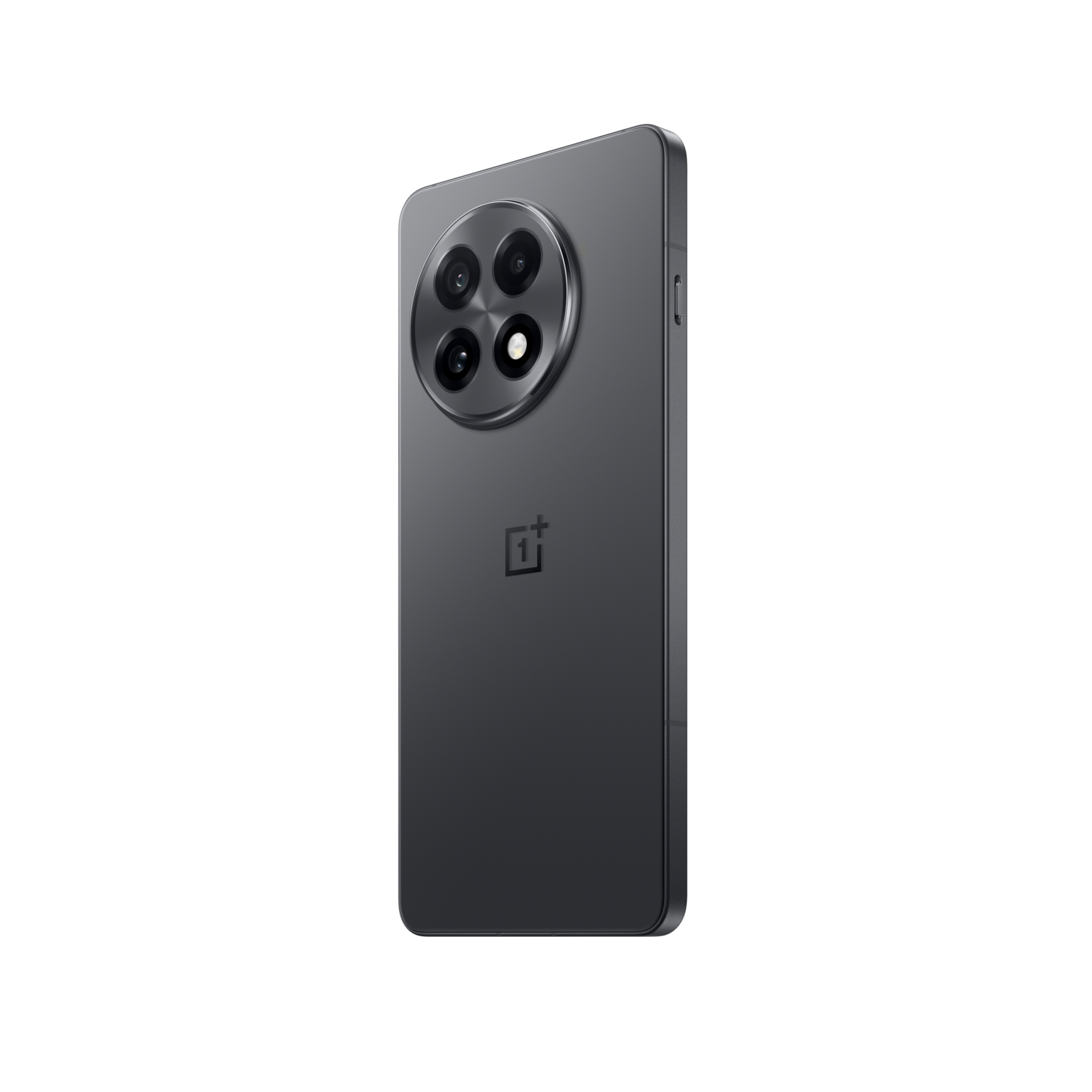 Vue arrière d'un smartphone noir avec quatre caméras et le logo de la marque.