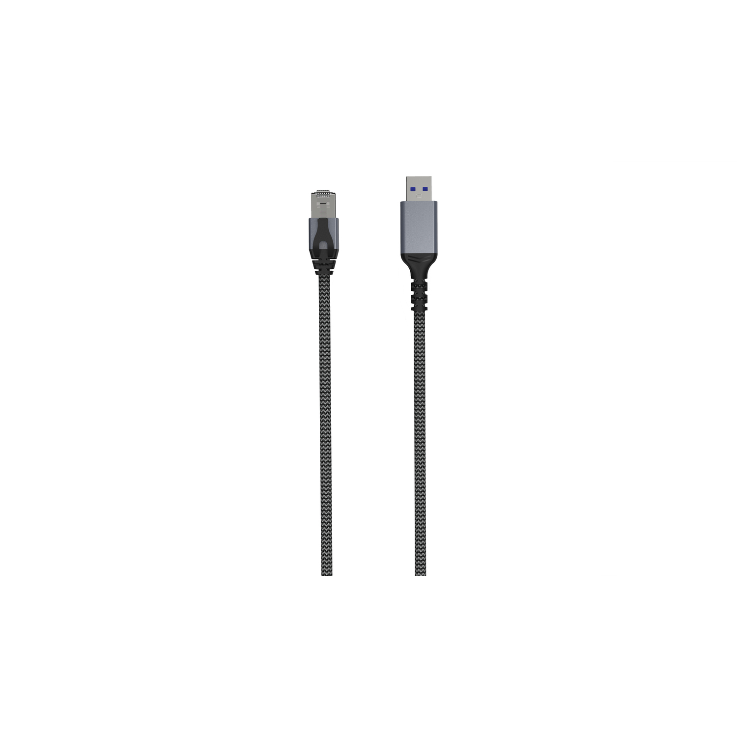 Un câble USB-C vers USB-A avec un design tressé.