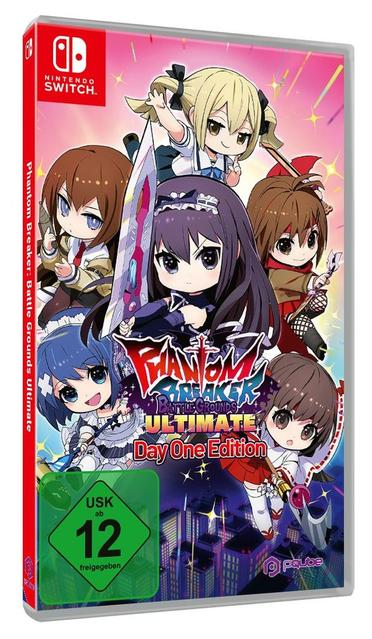 Nintendo Switch-Spielbox für 'Phantom Breaker: Battle Grounds Ultimate'. Anime-Charaktere sind abgebildet.