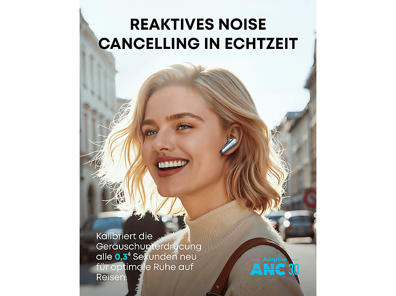 Anker Liberty 4 Pro True Wireless Earbuds mit Noise Cancelling, Hellblau Hochglanz; True Wireless Kopfhörer — Foto 4 von 5