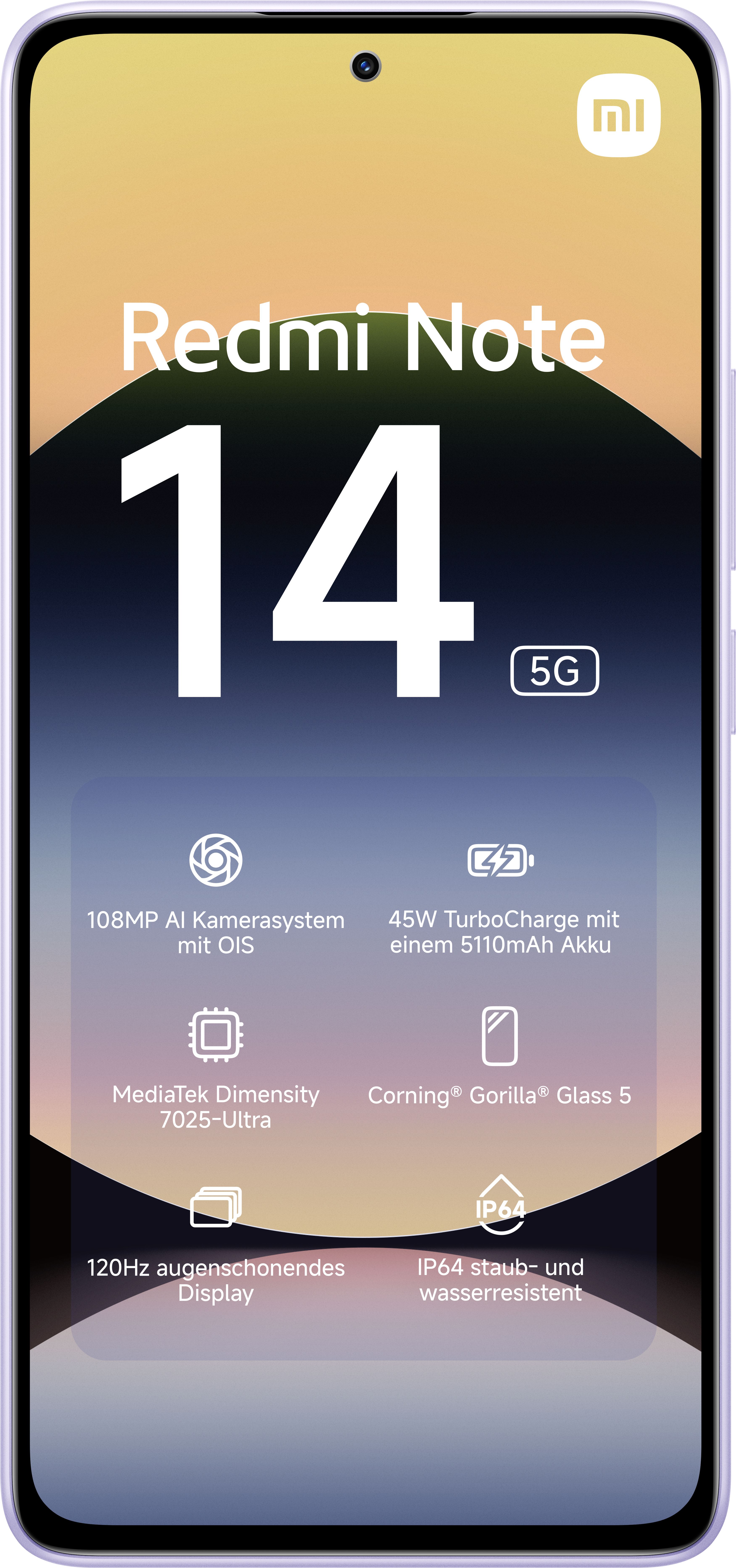 Rückseite eines lilafarbenen Smartphones mit drei Kameralinsen.