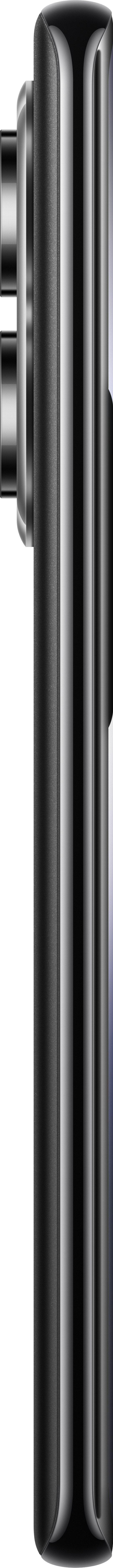 Seitenansicht eines Telefons, silberner Rahmen, schwarze Kamera.