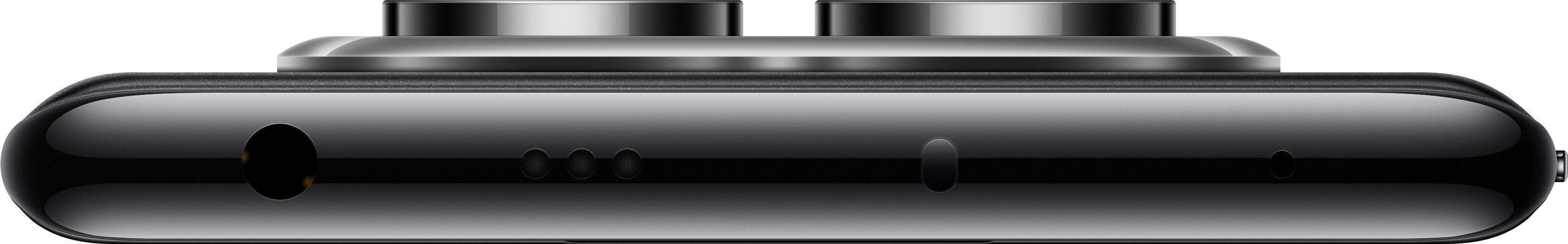 Schwarze Unterkante des Telefons mit Kopfhöreranschluss, Mikros und USB-C.