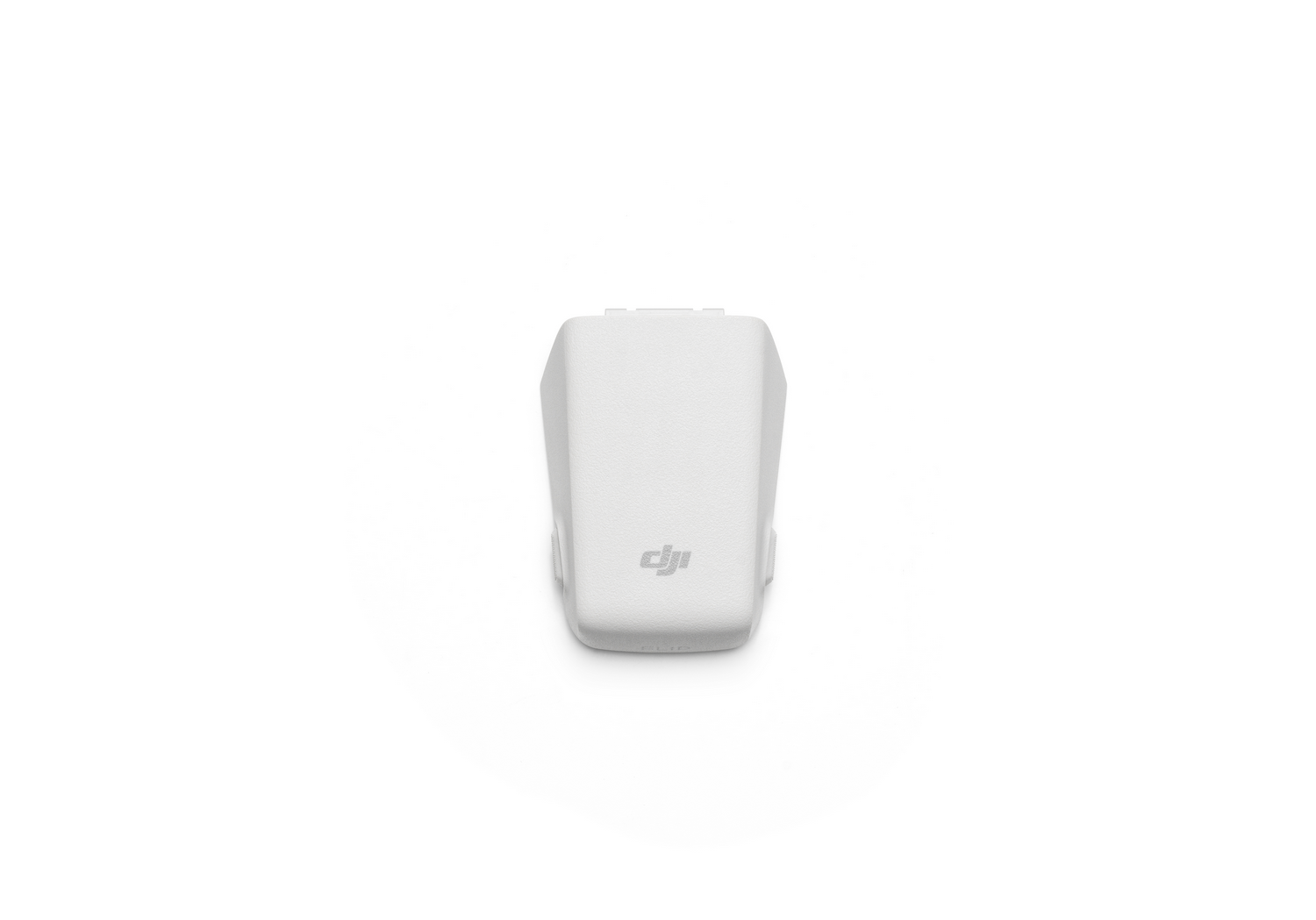 Un componente de dron blanco con el logotipo de DJI. Fondo blanco.