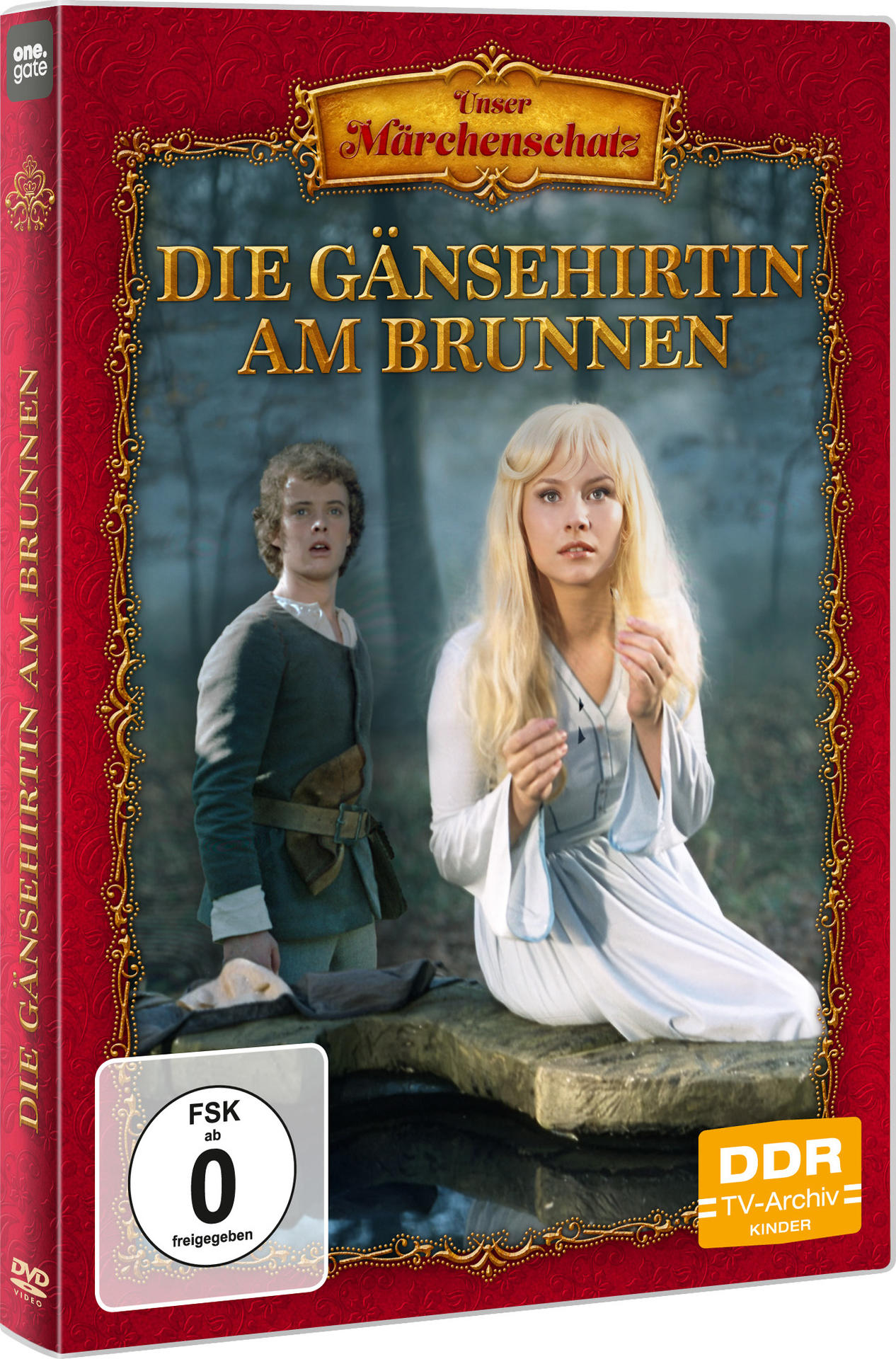 DVD-Cover von 'Die Gänsehirtin am Brunnen'. Frau und Mann stehen an einem Brunnen. FSK 0-Bewertung.