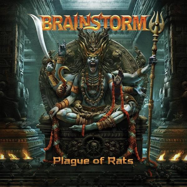 Das Albumcover zeigt eine dämonische Figur, die Waffen hält, mit dem Bandnamen "Brainstorm".