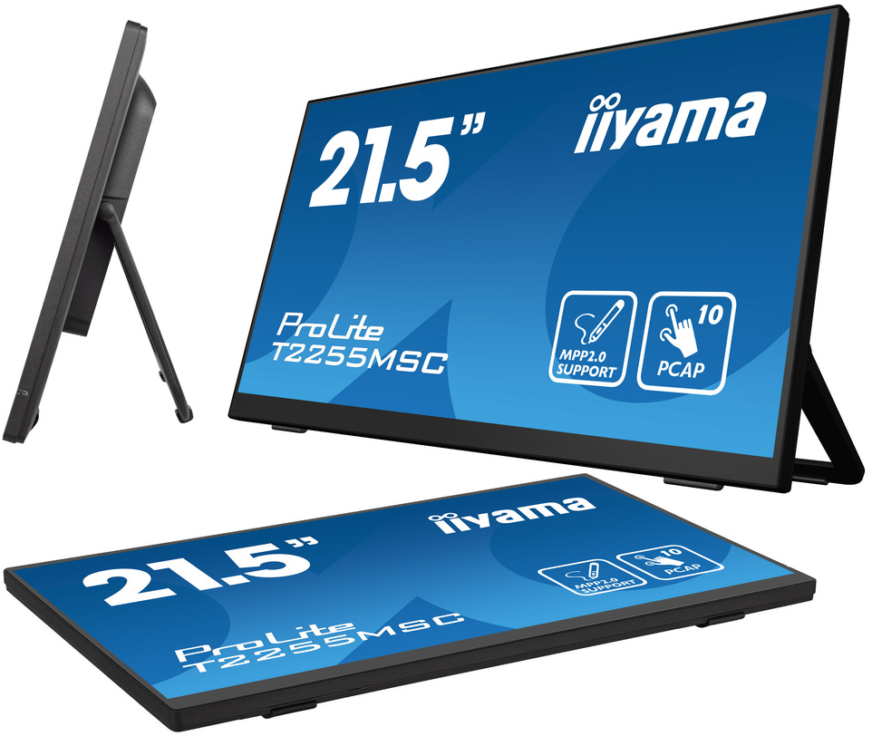 Drei Bildschirme, iiyama Monitore, zwei abgewinkelt, einer geradeaus.