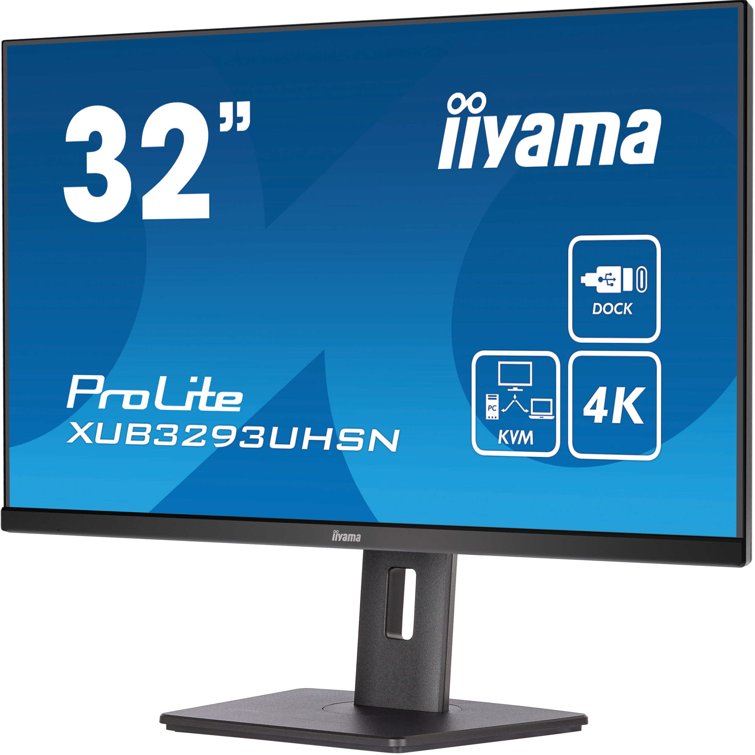Rückseite eines schwarzen Computermonitors mit Knöpfen und Anschlüssen.