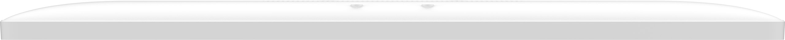 Eine Draufsicht auf einen weißen Monitor mit zwei kleinen Kameras.