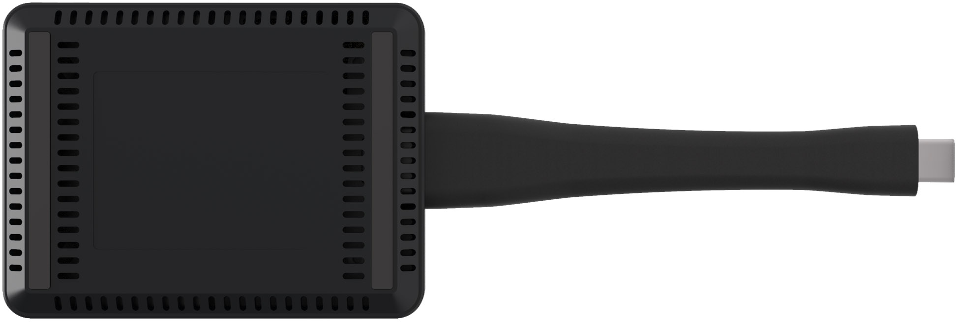 Ein schwarzes Gerät mit Kabel, mit einem USB-C-Anschluss.