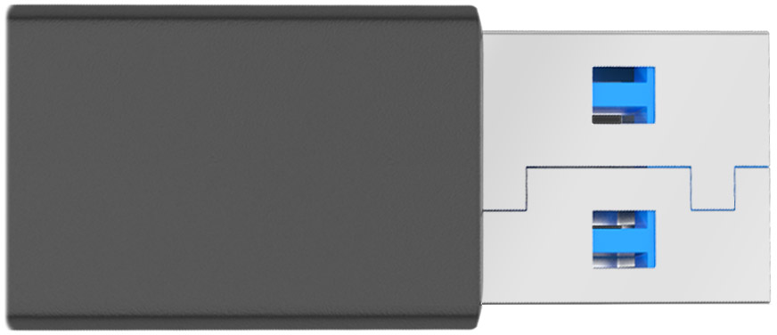 Nahaufnahme eines schwarzen USB-Laufwerks mit sichtbarem USB-Anschluss.