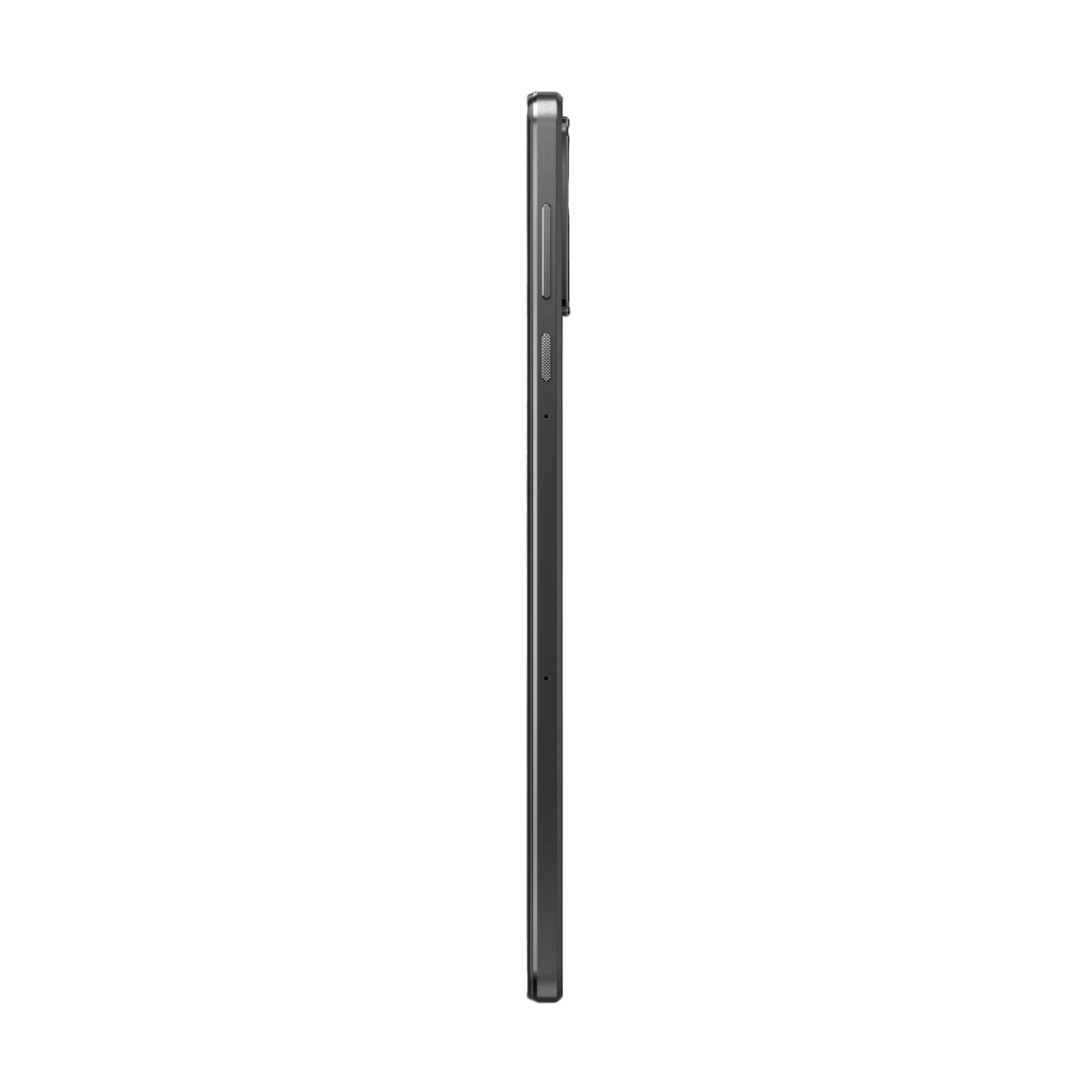 Tablet-Seitenansicht, dunkelgrau, schwarzer Hintergrund.