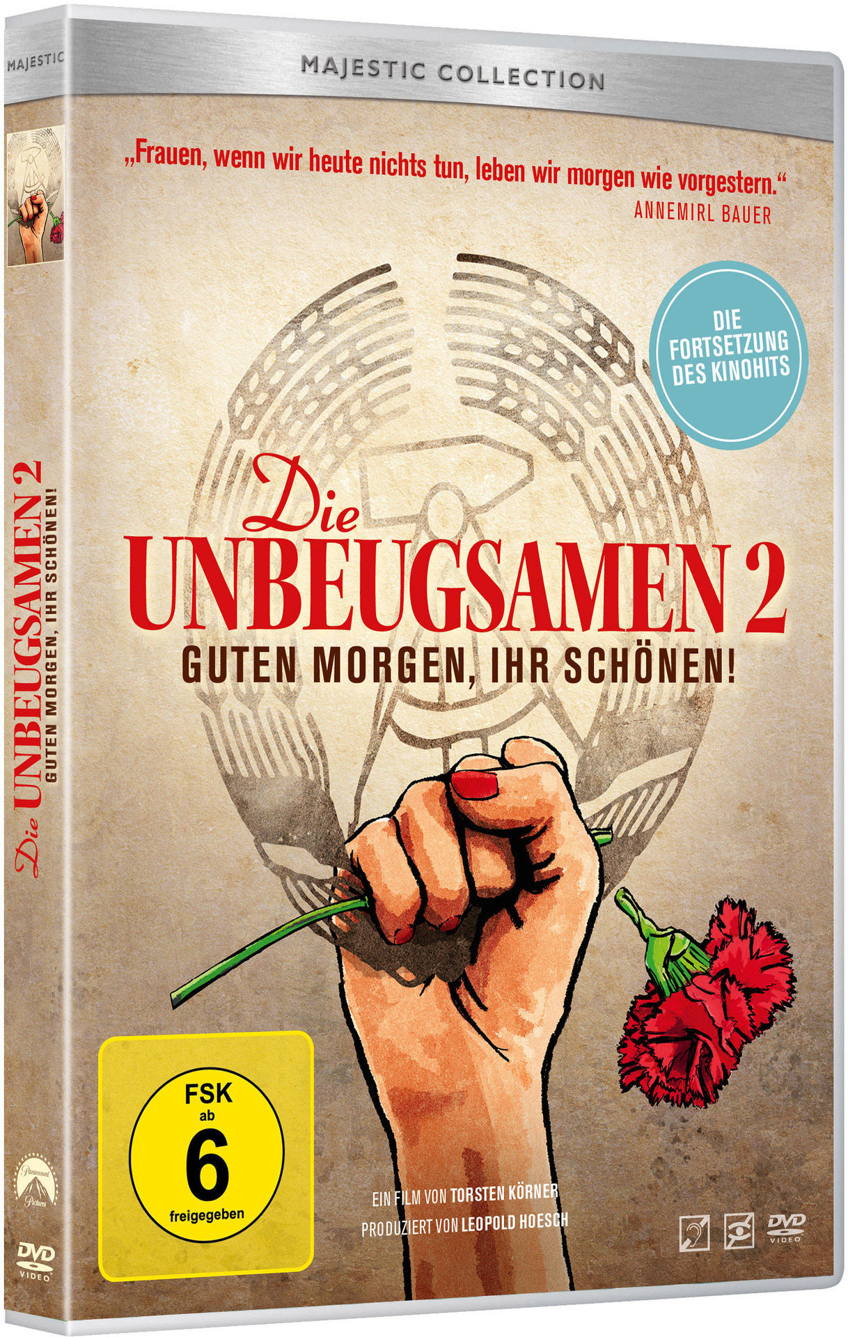 DVD-Cover: eine Faust, die eine Blume hält. Text auf Deutsch.