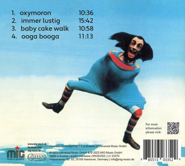 Albumcover mit Titelliste, Bild eines Mannes in blauem Outfit und Text.