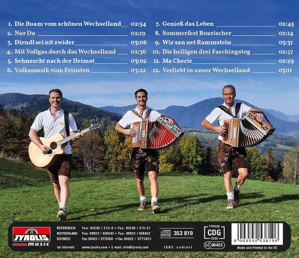 CD-Cover mit drei Männern in Tracht vor Bergkulisse.