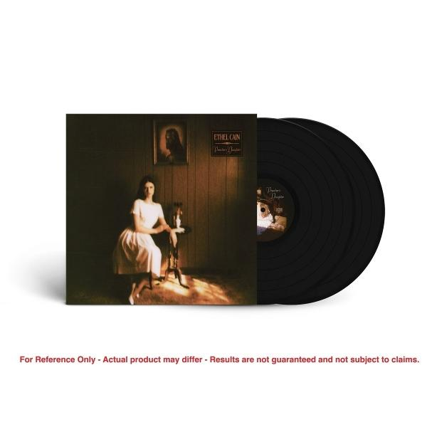 Ein Vinyl-Schallplattencover mit Text und einem Bild einer Frau.