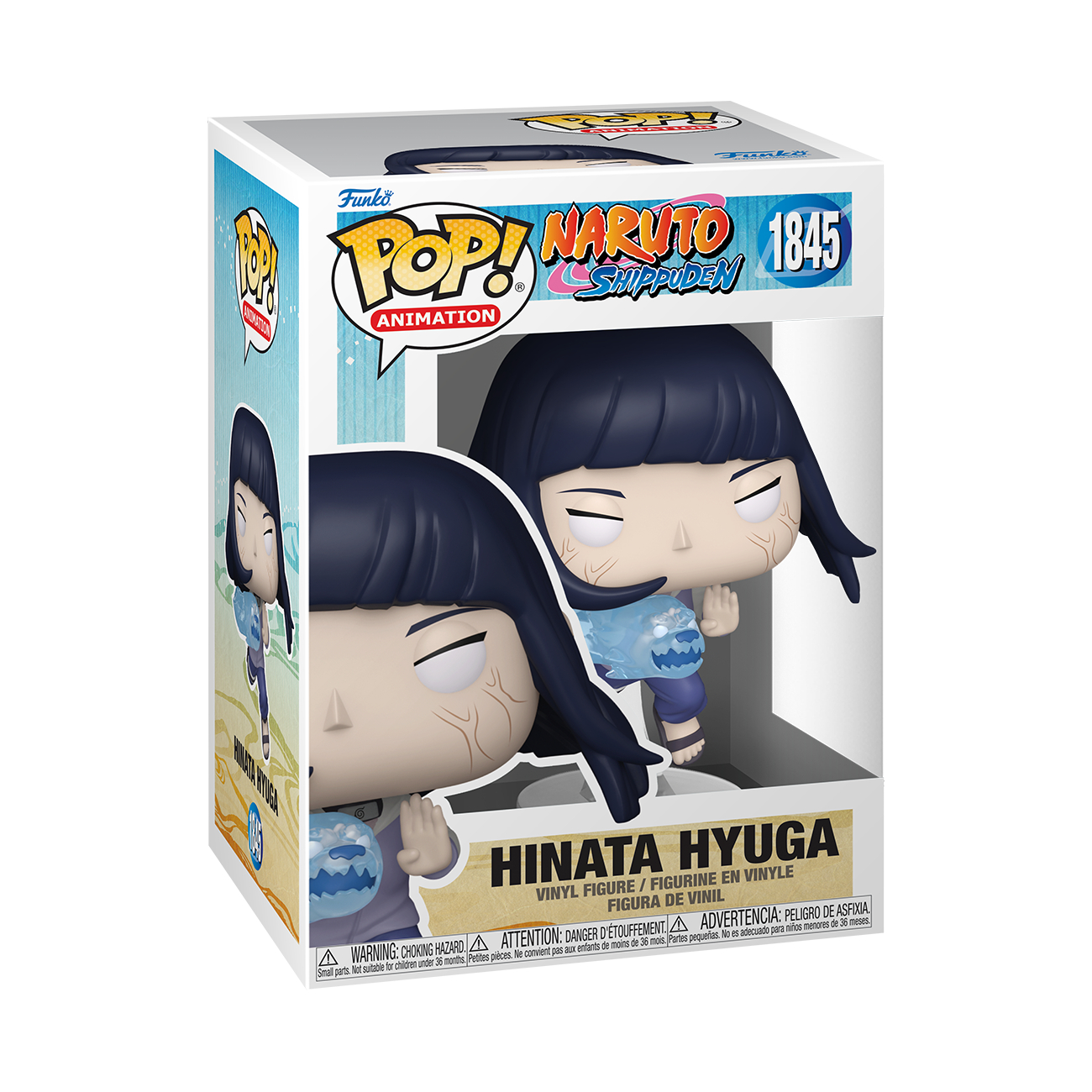 Box-Art für eine Hinata Hyuga Funko Pop. Es zeigt die Figur und Box-Art mit dem Titel "Naruto Shippuden".
