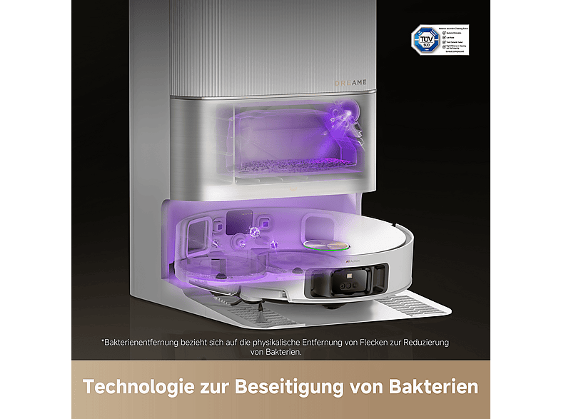 Dreame X50 Ultra Complete Saug- und Wischroboter mit Absaugstation (White, Laufzeit: bis zu 200 Minuten, HyperStream™ Detangling DuoBrush, Selbstreinigung der Wischmopps); Saug- und Wischroboter mit Absaug- sowie Selbstreinigungsstation — Foto 3 von 5