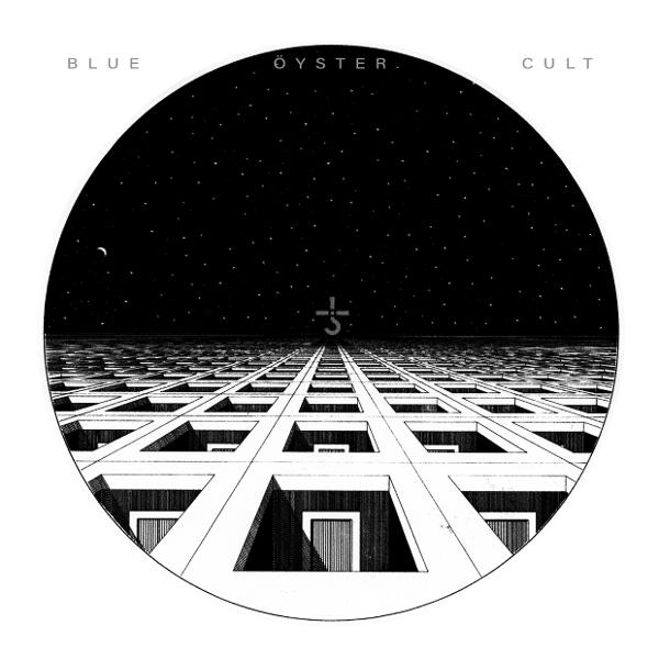 Albumcover mit Sternenhimmel und geometrischer Struktur. Text: 'BLUE OYSTER CULT' im Kreis.