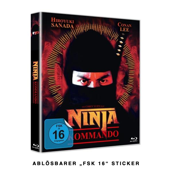 DVD-Cover des Films Ninja Commando mit dem Gesicht des Schauspielers und dem Titel, bewertet mit 16.