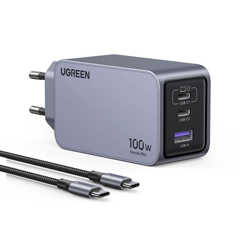 Ugreen 100W-Netzteil mit USB-C- und USB-A-Anschlüssen.