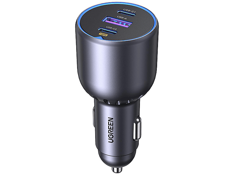 Thumbnail - UGREEN 130W 3-Port Fast Car Charger Dark Gray