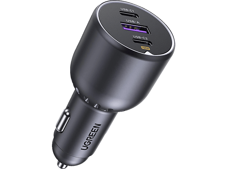 UGREEN 130W 3-Port Fast Car Charger Car Charger Dark Gray