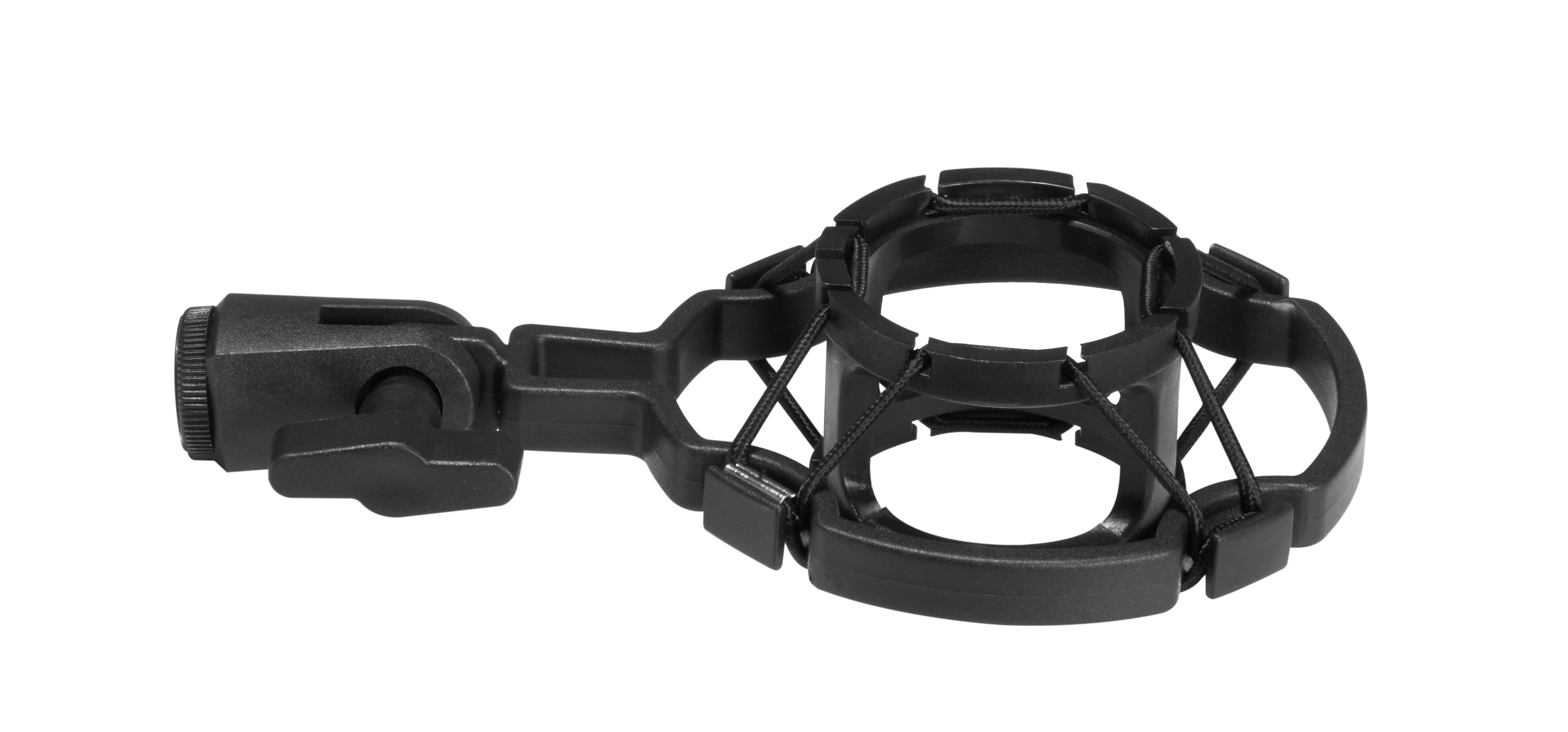 Czarny uchwyt GoPro ze śrubą. Jest na białym tle.