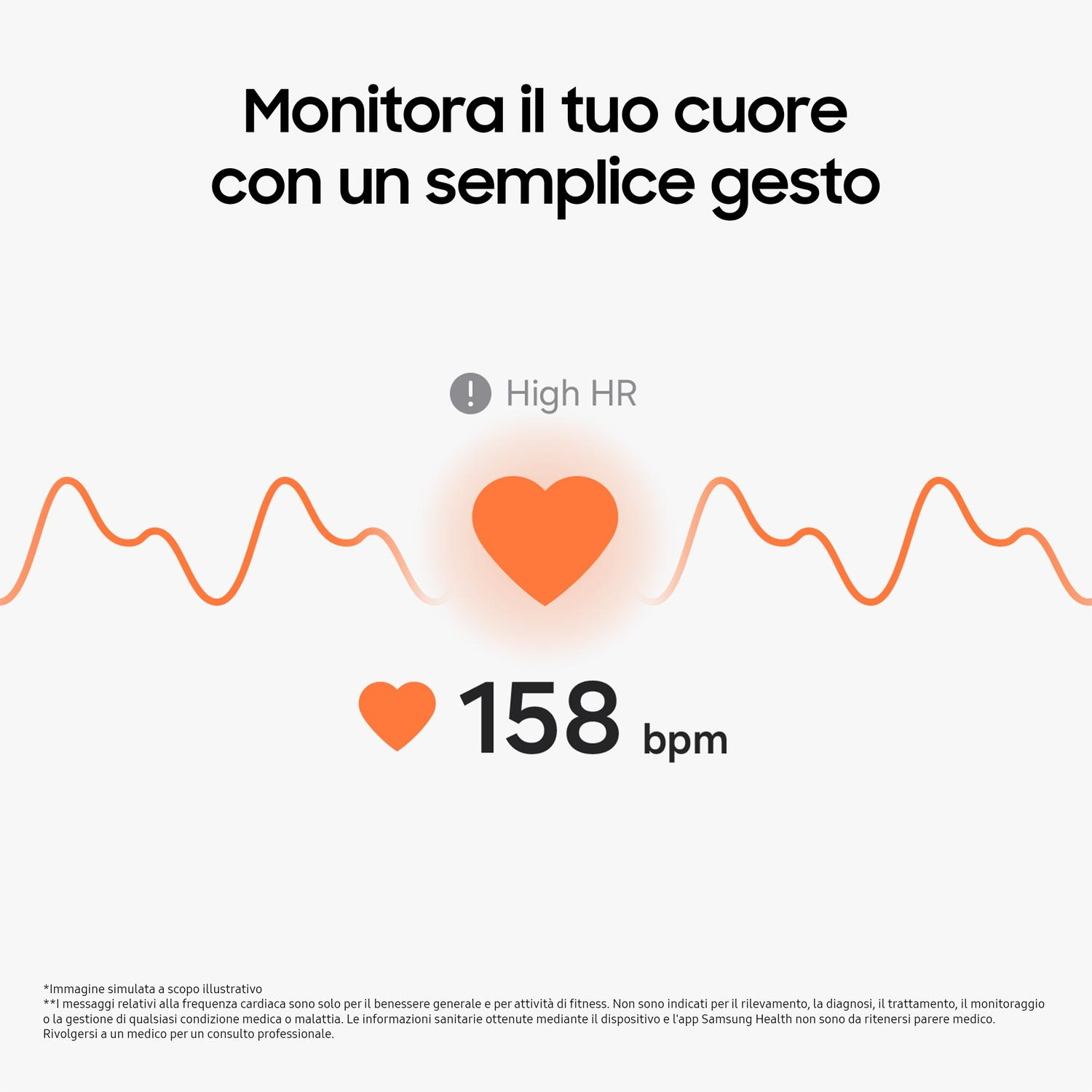 Un'immagine di un grafico della frequenza cardiaca con un'icona a cuore.