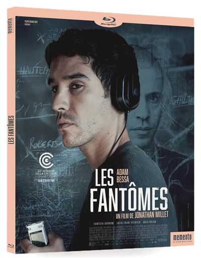 Couverture de film : Homme avec casque et titre "Les Fantômes" sur un boîtier Blu-ray.
