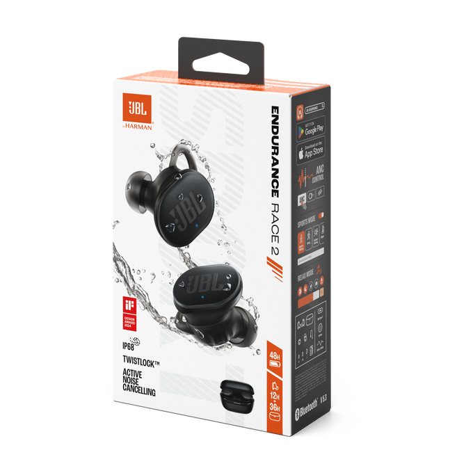Caja de auriculares JBL blancos con imágenes e información del producto.