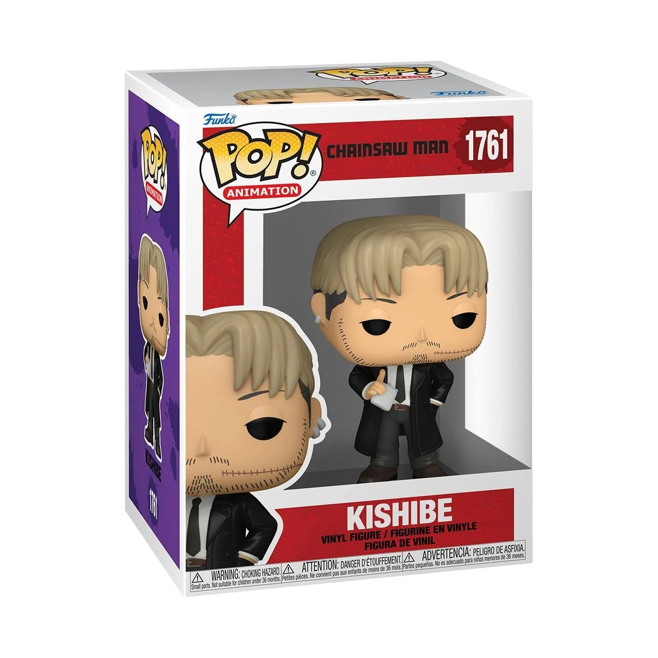 Figura Funko Pop de Kishibe Chainsaw Man. La caja es roja y blanca con gráficos.